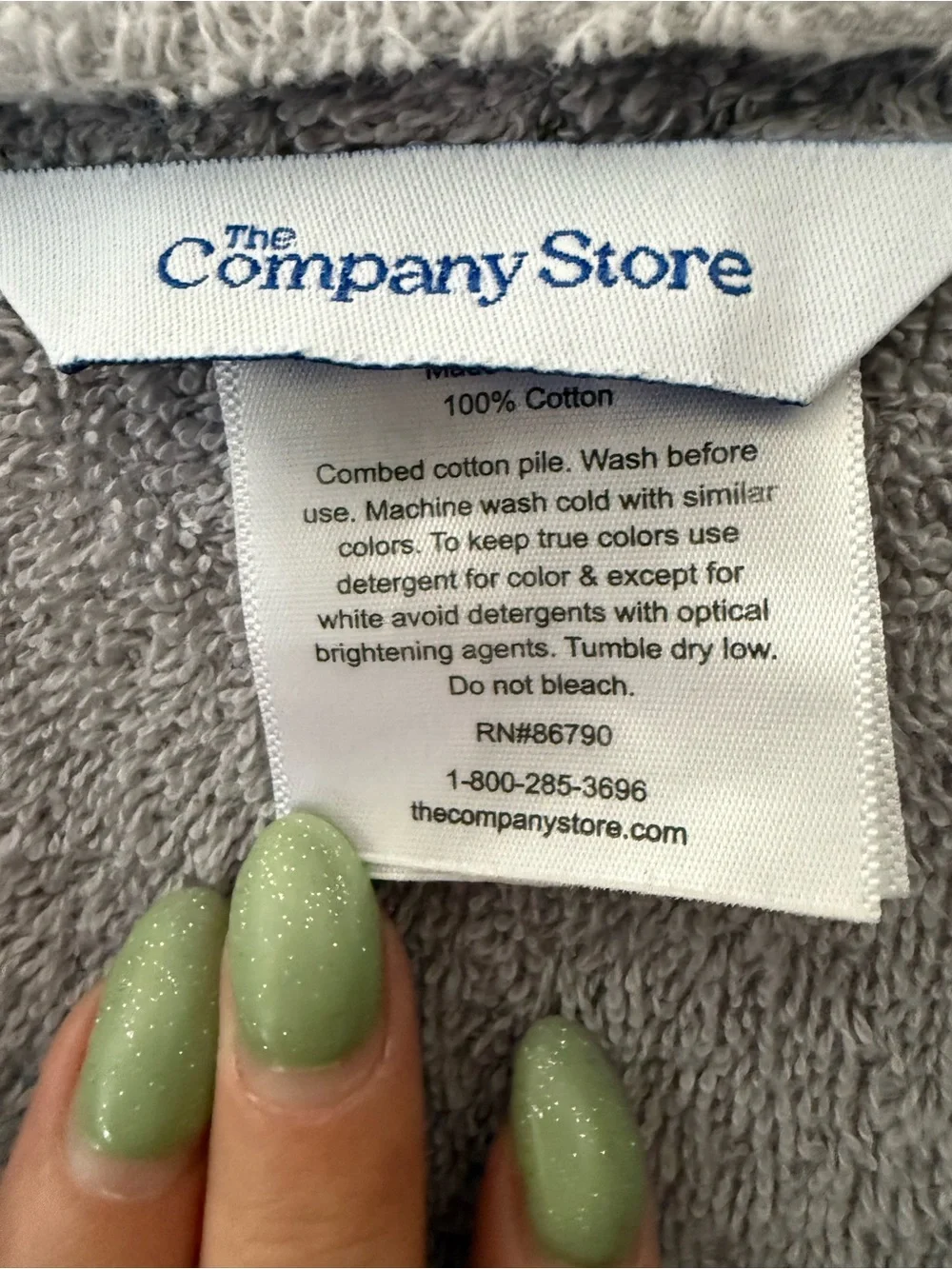 Company Store Gray Terry Shawl Collar Bath Robe with Belt